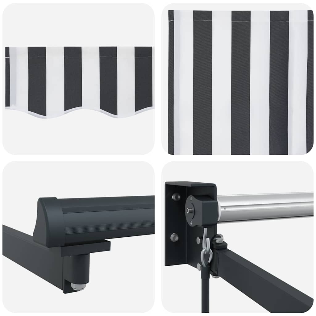 Markise Einziehbar Anthrazit und Weiß 4x3 m Stoff und Aluminium