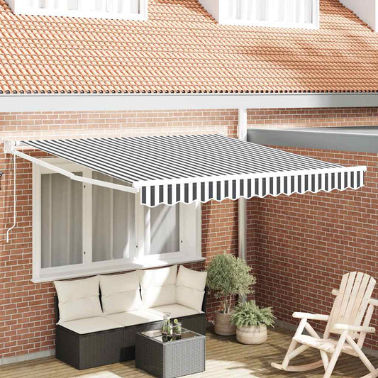 Markise Einziehbar Anthrazit und Weiß 3x2,5 m Stoff & Aluminium