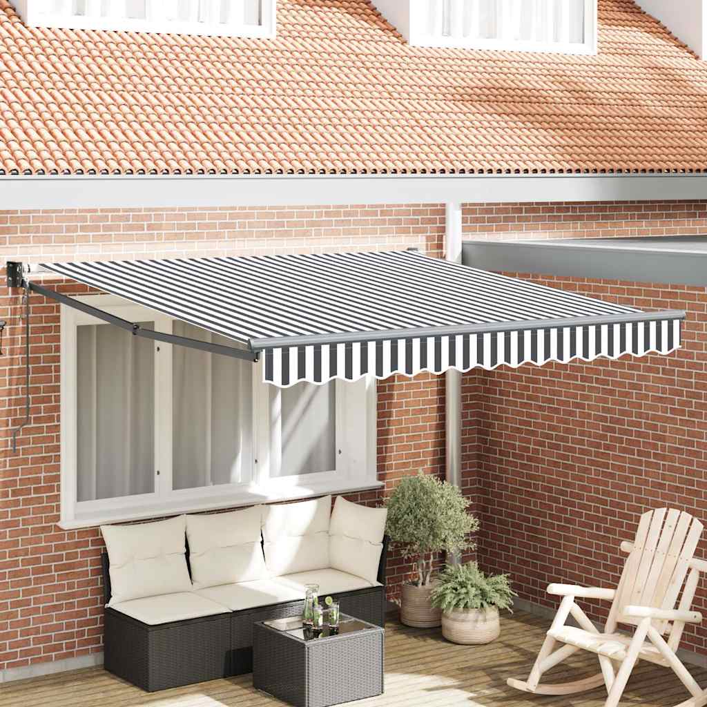 Markise Einziehbar Anthrazit und Weiß 3x2,5 m Stoff & Aluminium