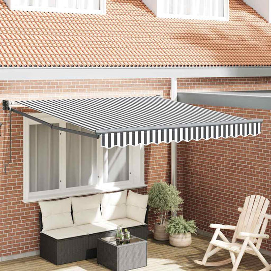 Markise Einziehbar Anthrazit und Weiß 3x2,5 m Stoff & Aluminium
