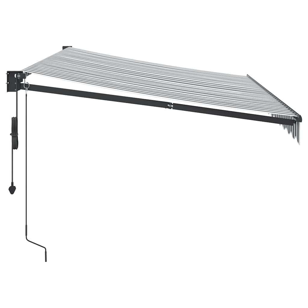 Markise Einziehbar Anthrazit & Weiß 3,5x2,5 m Stoff & Aluminium