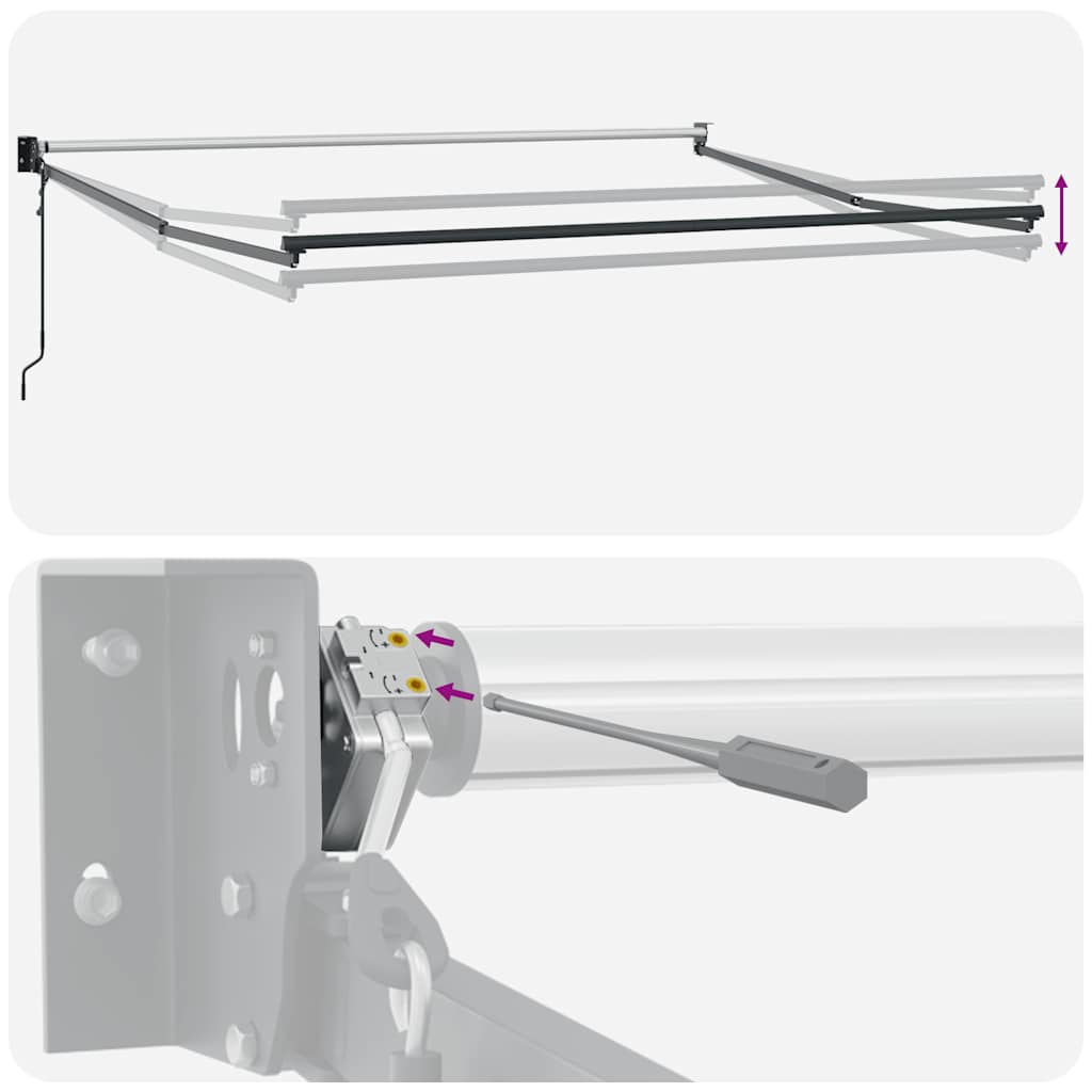 Markise Einziehbar Anthrazit und Weiß 4,5x3 m Stoff & Aluminium