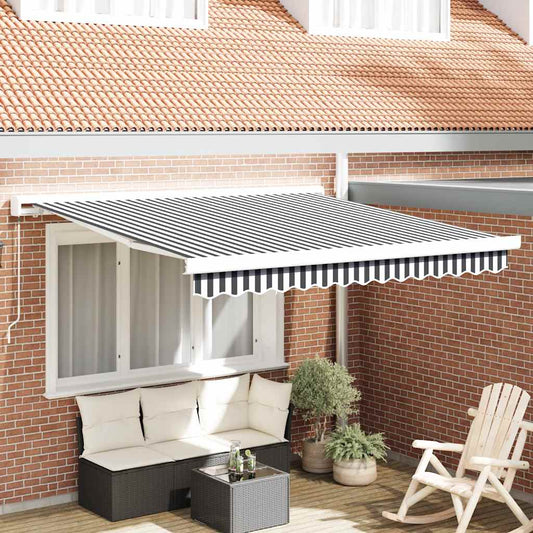 Markise Einziehbar Anthrazit und Weiß 3x2,5 m Stoff & Aluminium