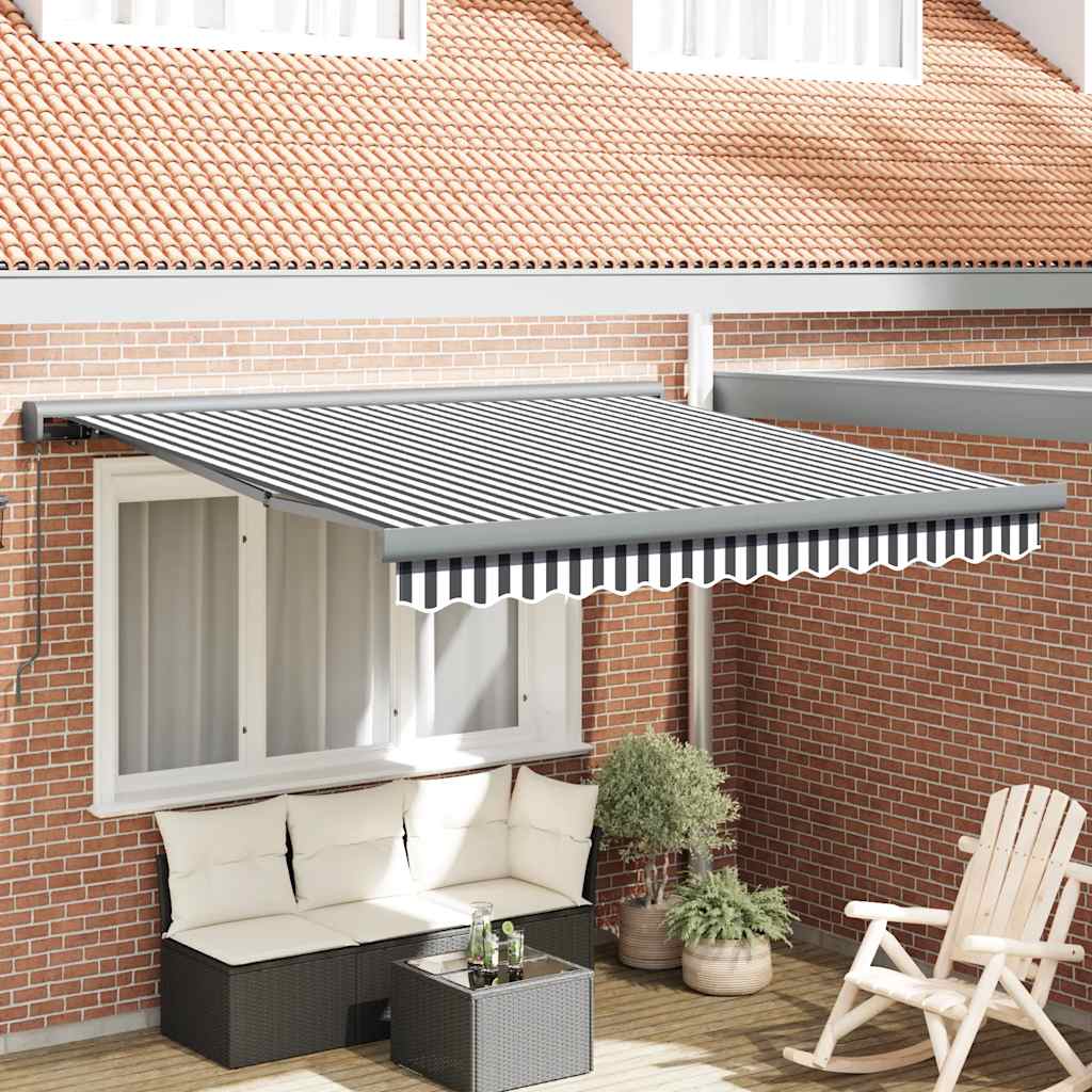 Markise Einziehbar Anthrazit und Weiß 3x2,5 m Stoff & Aluminium