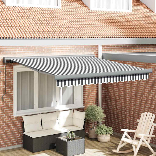 Markise Einziehbar Anthrazit und Weiß 3x2,5 m Stoff & Aluminium
