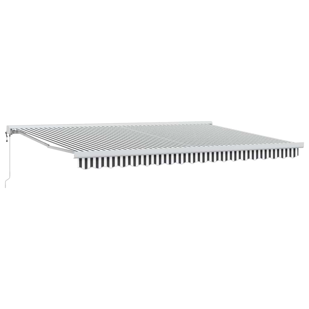 Markise Einziehbar Anthrazit und Weiß 4,5x3 m Stoff & Aluminium