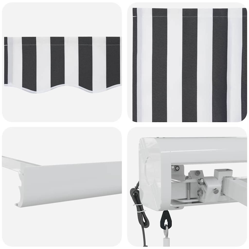 Markise Einziehbar Anthrazit und Weiß 4,5x3 m Stoff & Aluminium