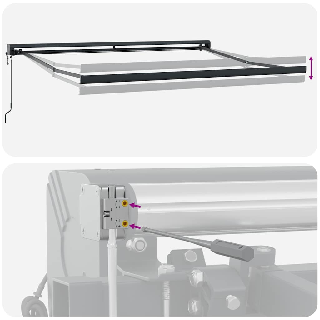 Markise Einziehbar Anthrazit und Weiß 3x2,5 m Stoff & Aluminium