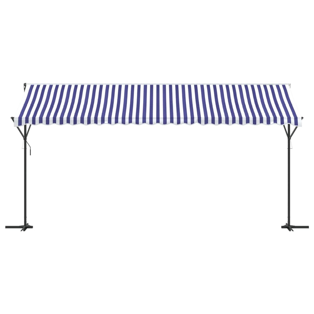 Freistehende Markise Blau und Weiß 500x300 cm Stoff und Stahl