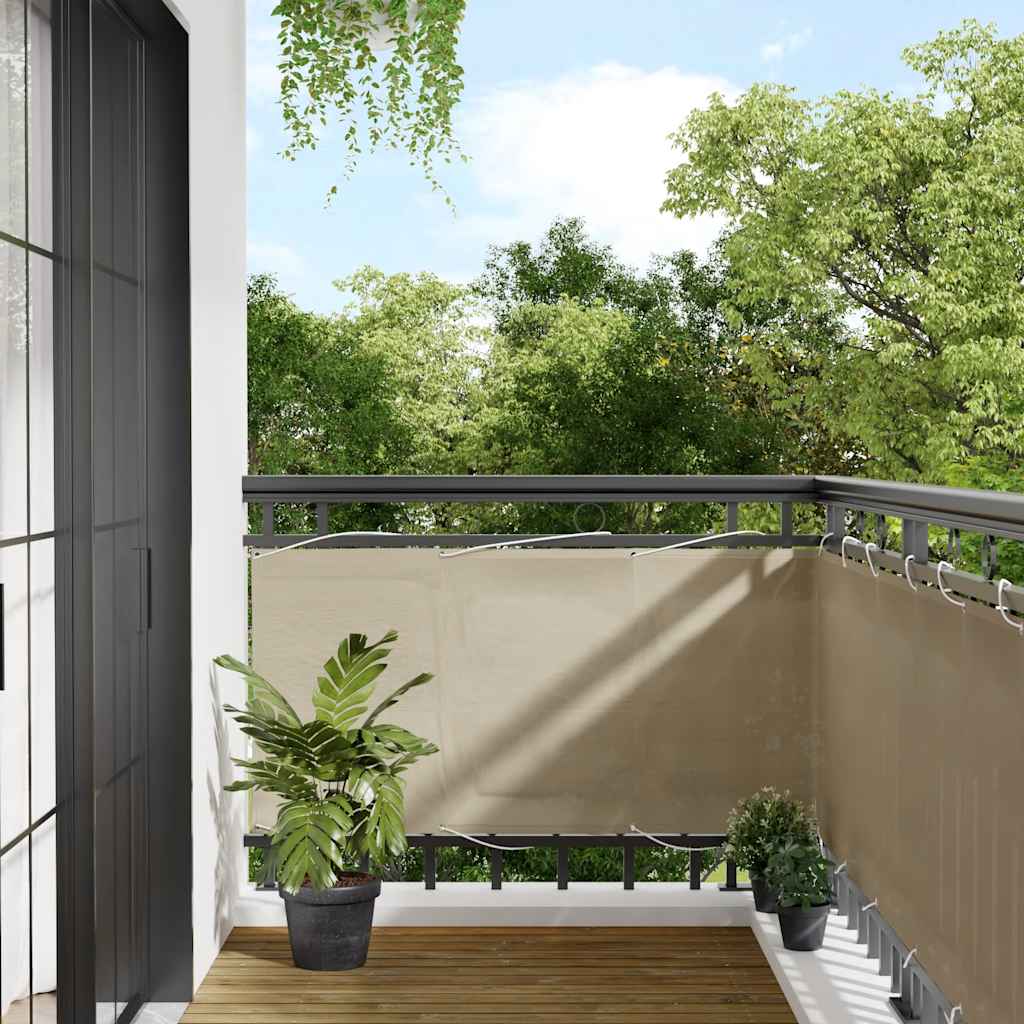 Balkon-Sichtschutz Beige 75x1000 cm 100 % Polyester-Oxford