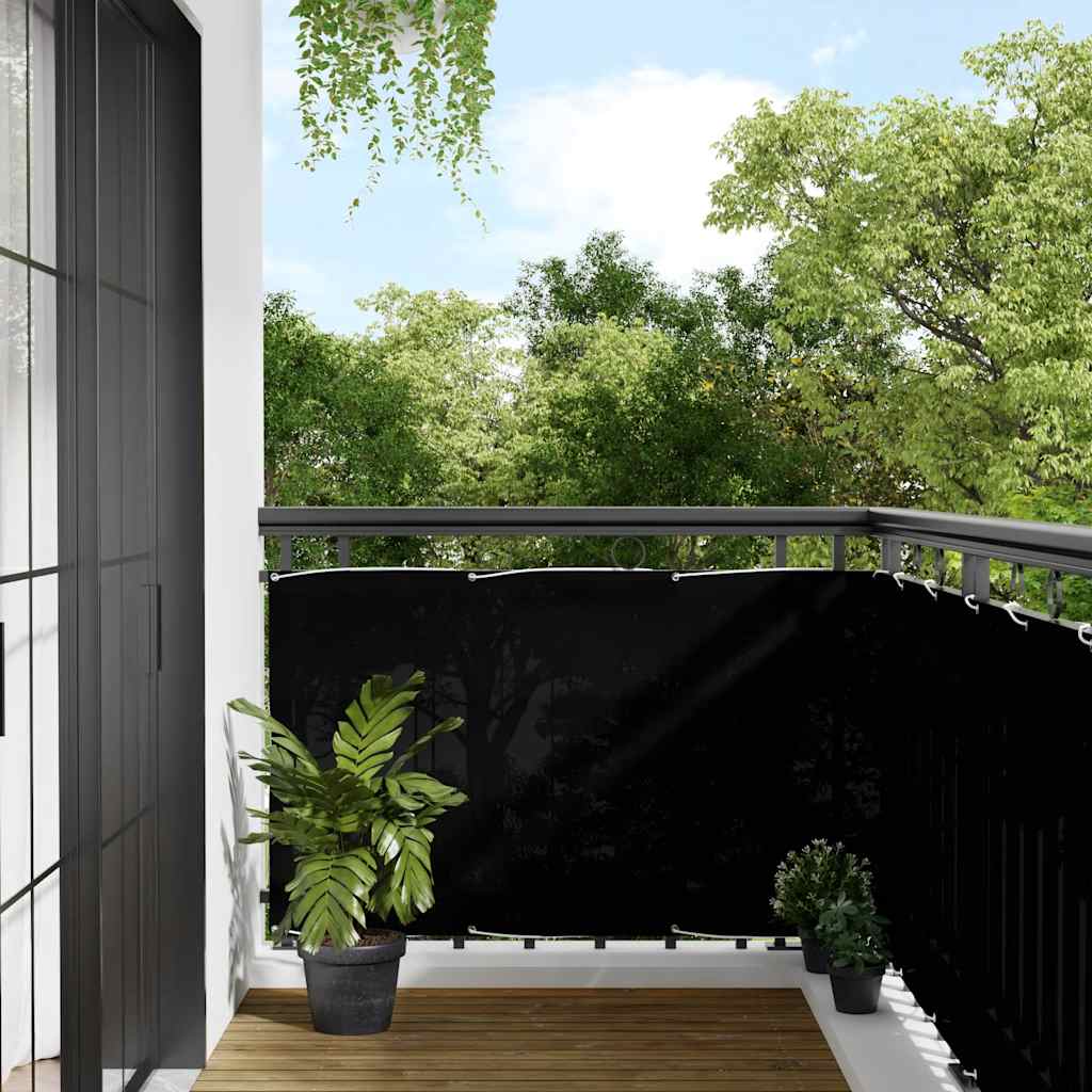 Balkon-Sichtschutz Schwarz 90x700 cm 100 % Polyester-Oxford