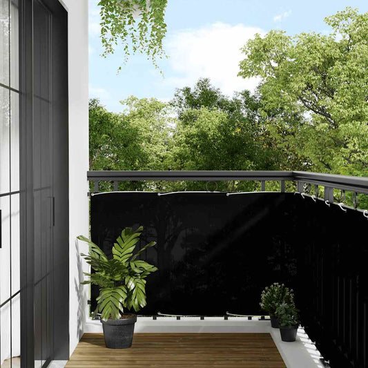 Balkon-Sichtschutz Schwarz 90x1000 cm 100 % Polyester-Oxford