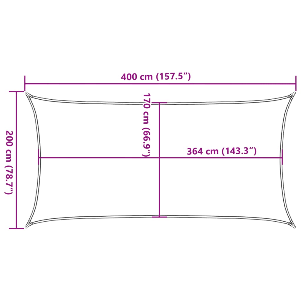 Sonnensegel Hellgrau 4x2 m 100% Polyester Oxford