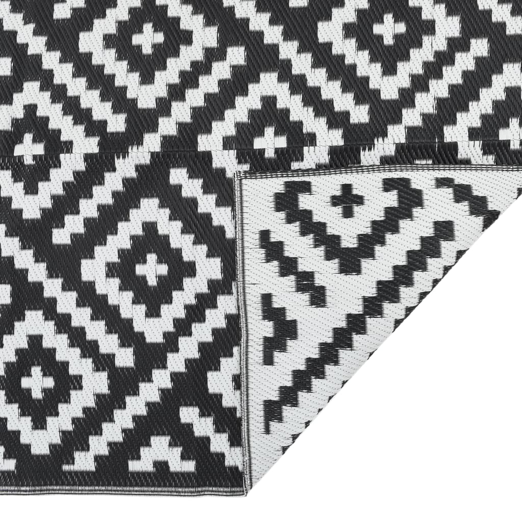 Outdoor-Teppich ARAKIL Weiß und Schwarz 80x250 cm PP