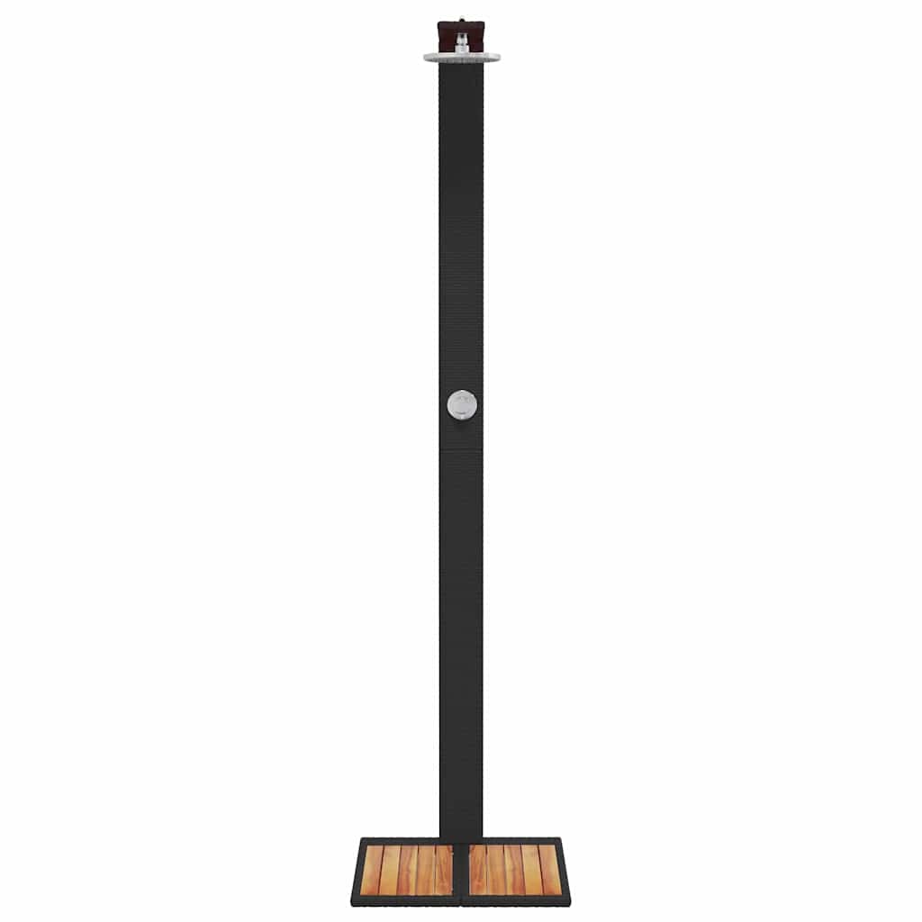 Gartendusche Schwarz 50x55x224 cm Poly Rattan und Akazienholz