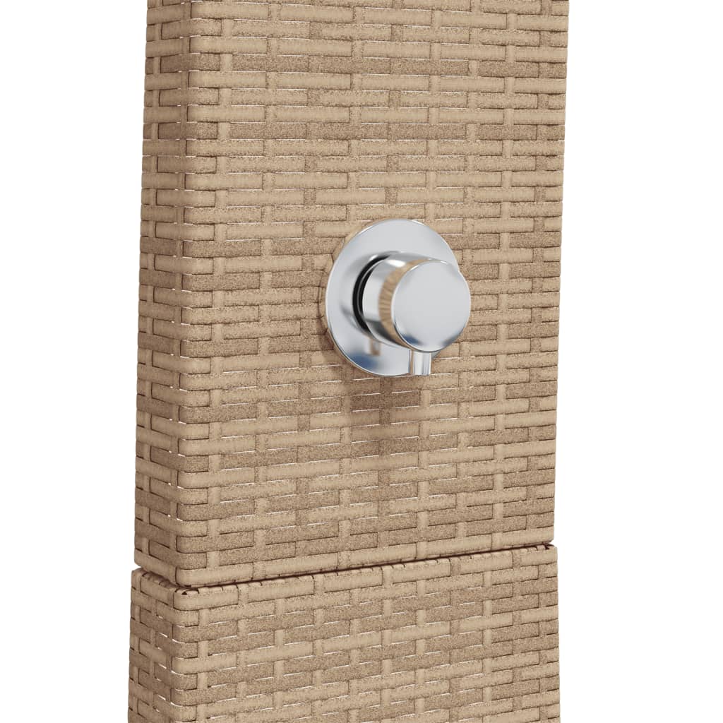 Gartendusche Beige 55x60x224 cm Poly Rattan und Akazienholz