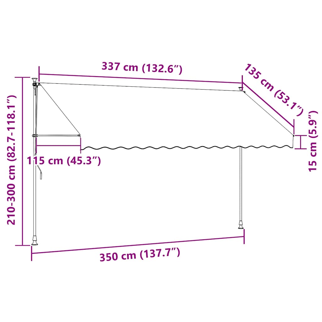 Markise Einziehbar Anthrazit 350x150 cm Stoff und Stahl
