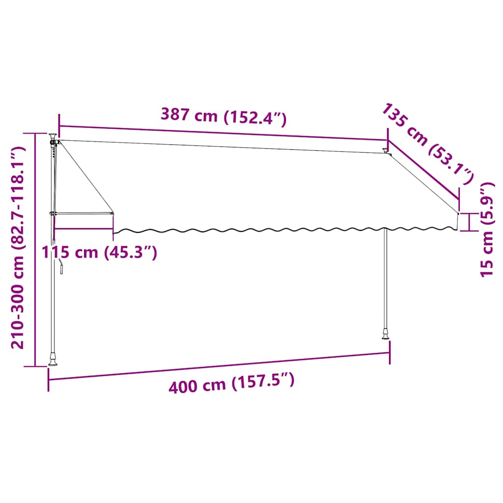 Markise Einziehbar Anthrazit 400x150 cm Stoff und Stahl