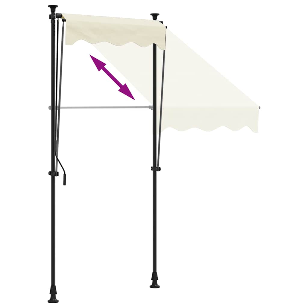 Markise Einziehbar Creme 100x150 cm Stoff und Stahl