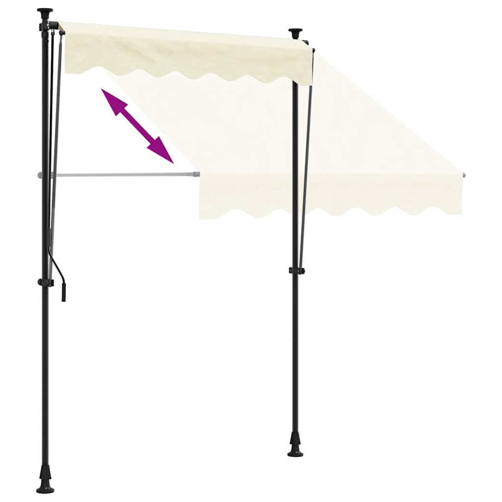 Markise Einziehbar Creme 200x115 cm Stoff und Stahl