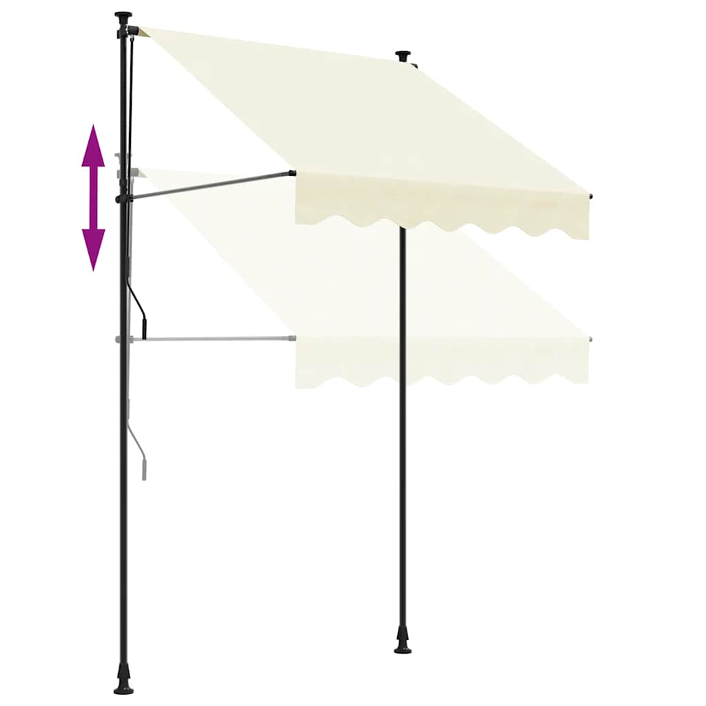 Markise Einziehbar Creme 200x115 cm Stoff und Stahl