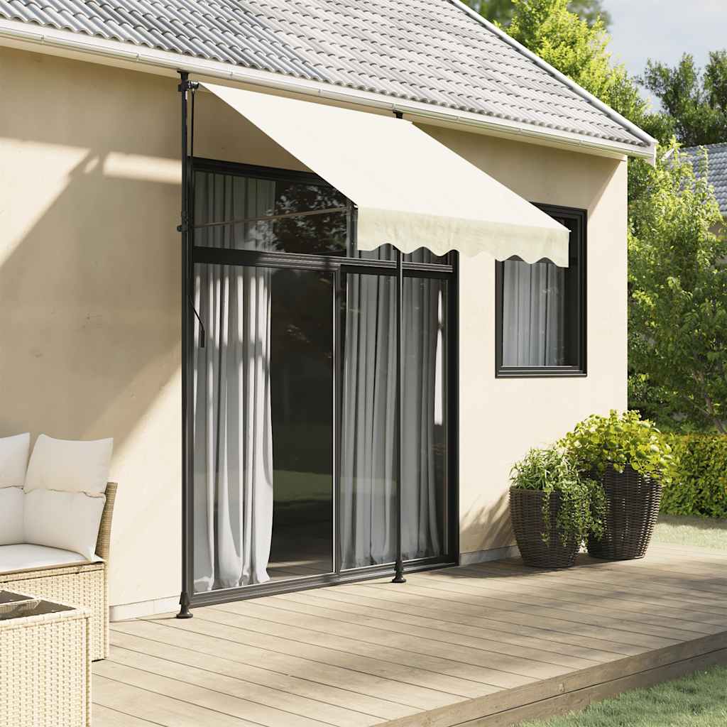 Markise Einziehbar Creme 200x115 cm Stoff und Stahl