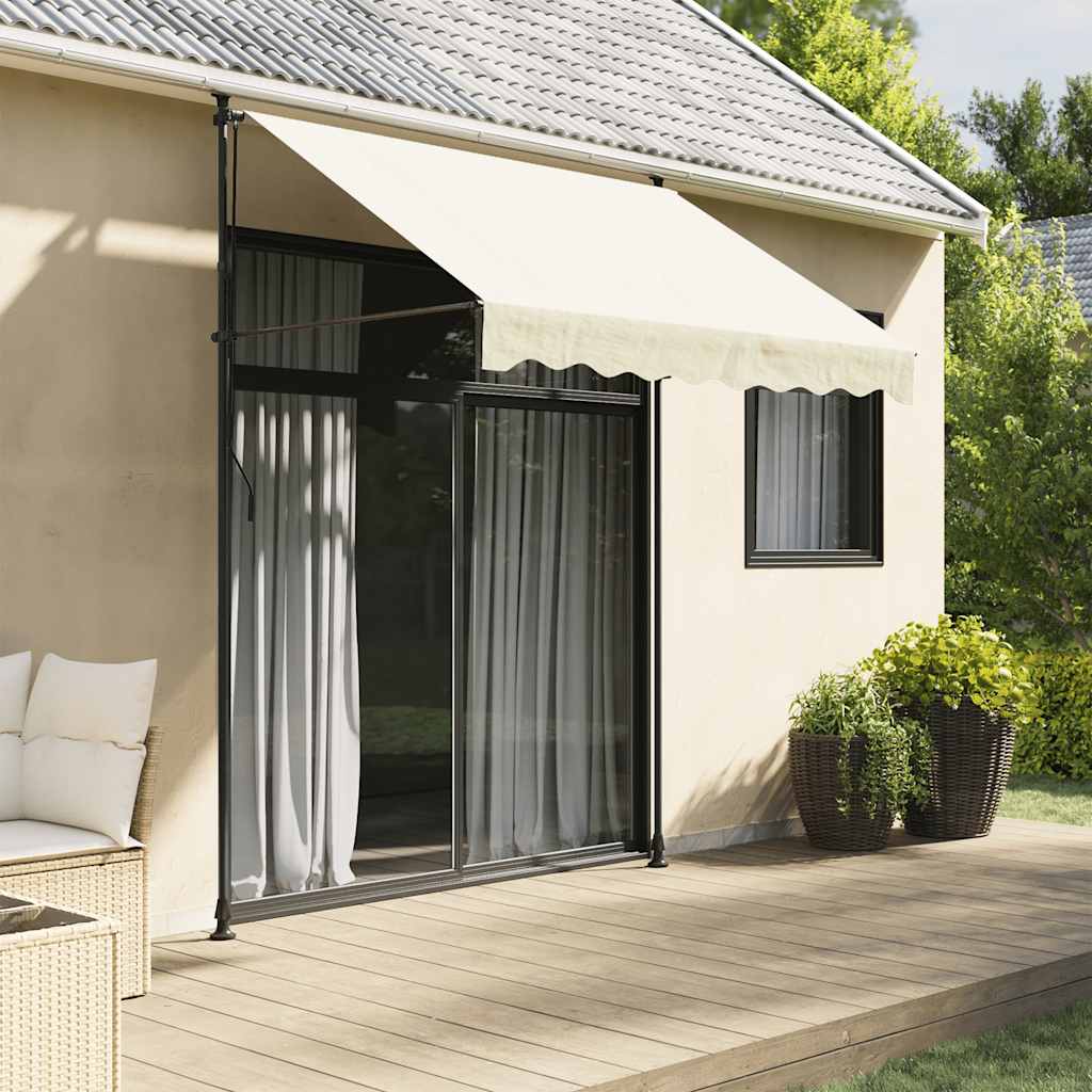 Markise Einziehbar Creme 250x150 cm Stoff und Stahl