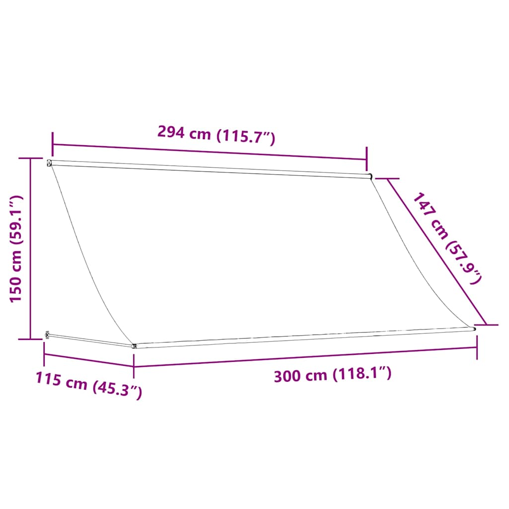 Markise Einziehbar Anthrazit 300x150 cm Stoff und Stahl