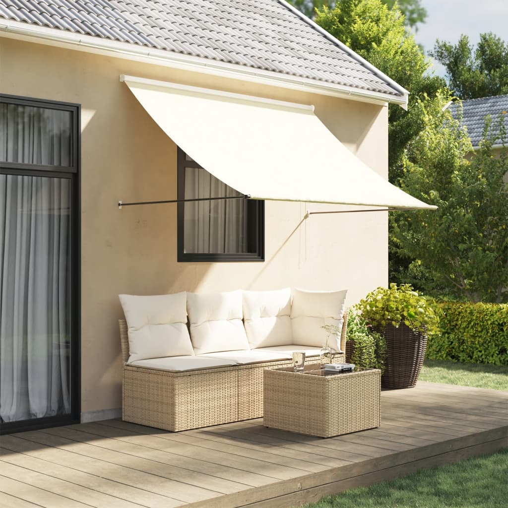 Markise Einziehbar Creme 200x150 cm Stoff und Stahl