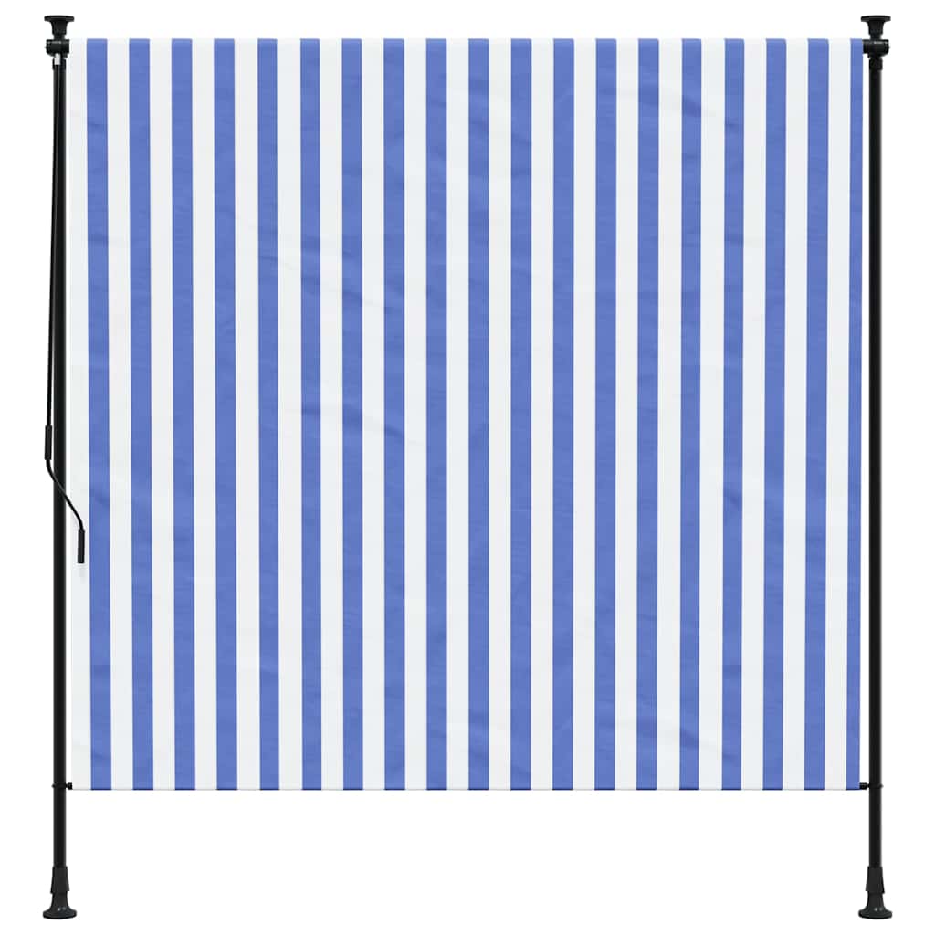 Außenrollo Blau und Weiß 150x270 cm Stoff und Stahl