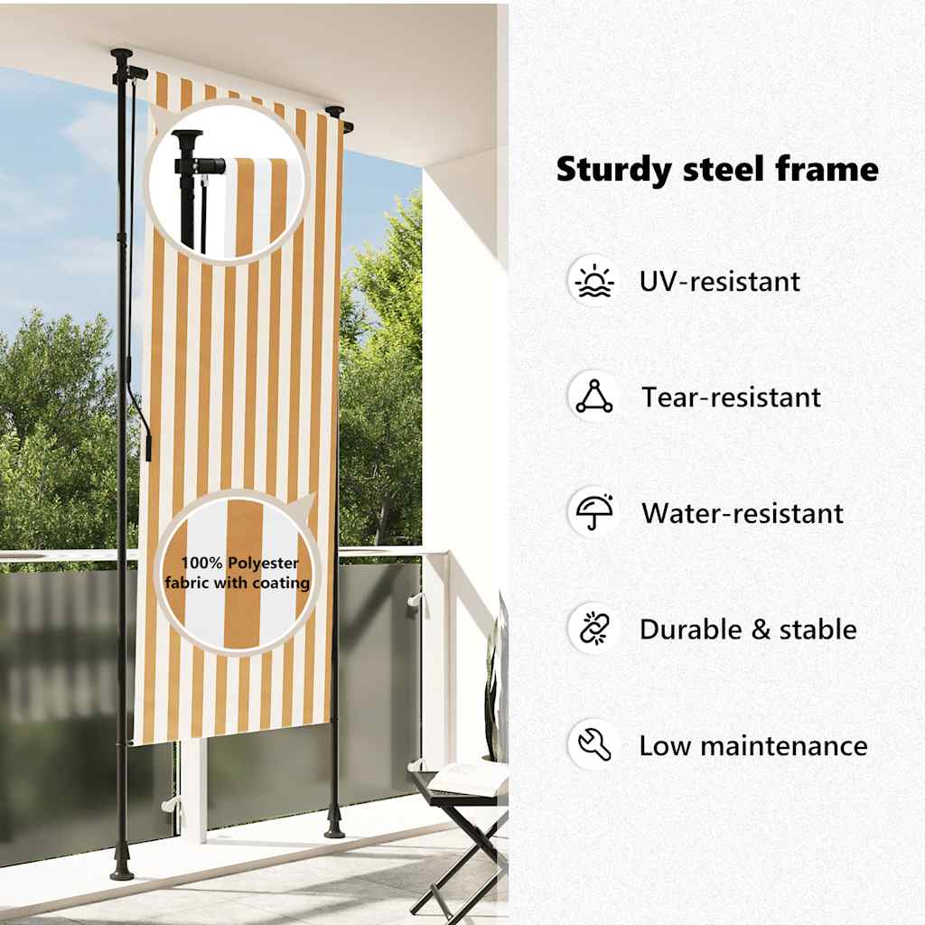 Außenrollo Orange und Weiß 120x270 cm Stoff und Stahl