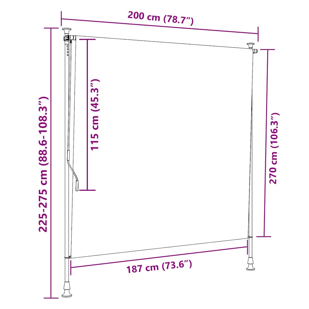 Außenrollo Orange und Weiß 200x270 cm Stoff und Stahl
