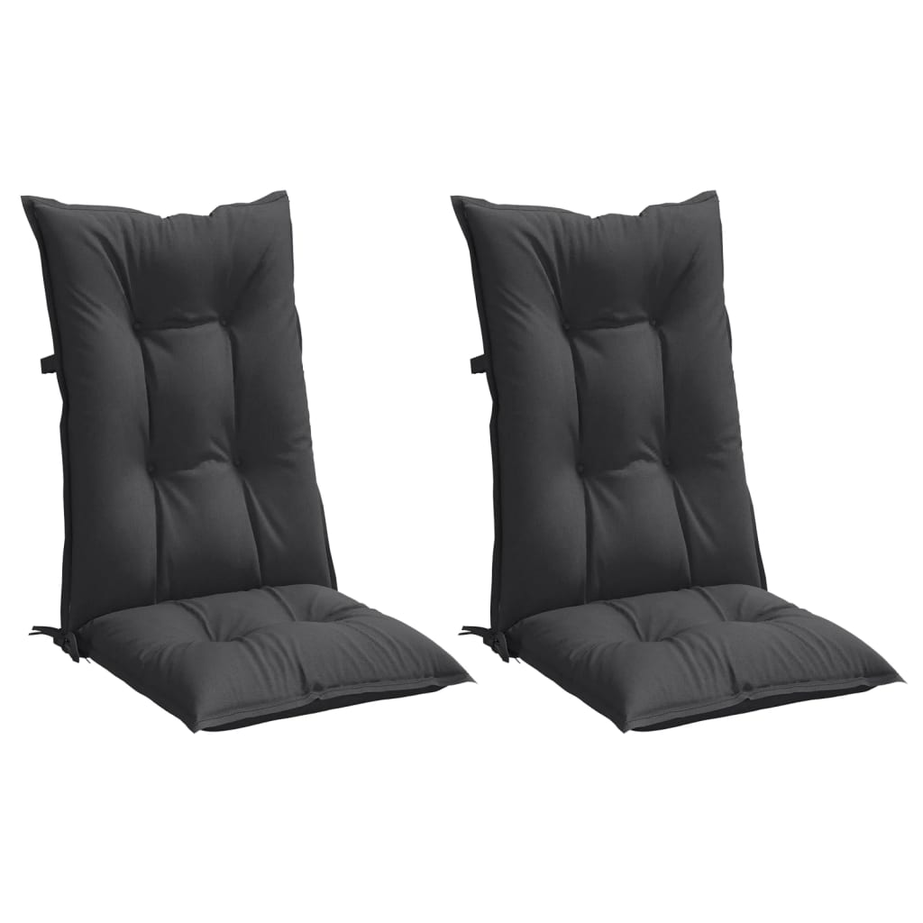 High-Back Chair Cushions 2 pcs. Mélange Anthracite 120x50x7cm Fabric