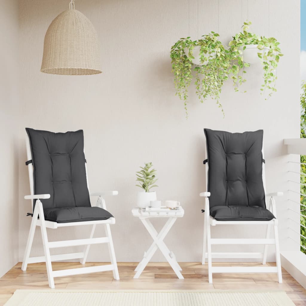 High-Back Chair Cushions 2 pcs. Mélange Anthracite 120x50x7cm Fabric