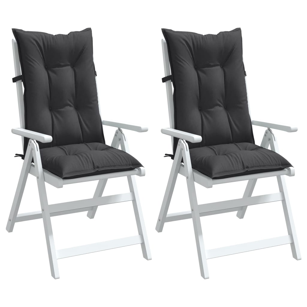 High-Back Chair Cushions 2 pcs. Mélange Anthracite 120x50x7cm Fabric