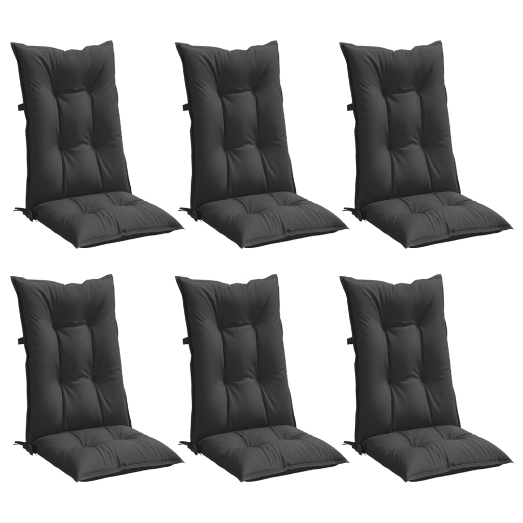 High-backed cushion pads 6 pcs. Mélange anthracite 120x50x7 cm fabric