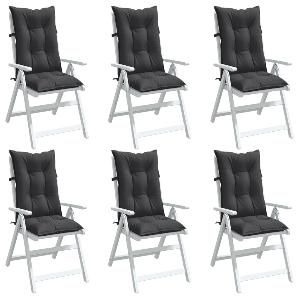 High-backed cushion pads 6 pcs. Mélange anthracite 120x50x7 cm fabric