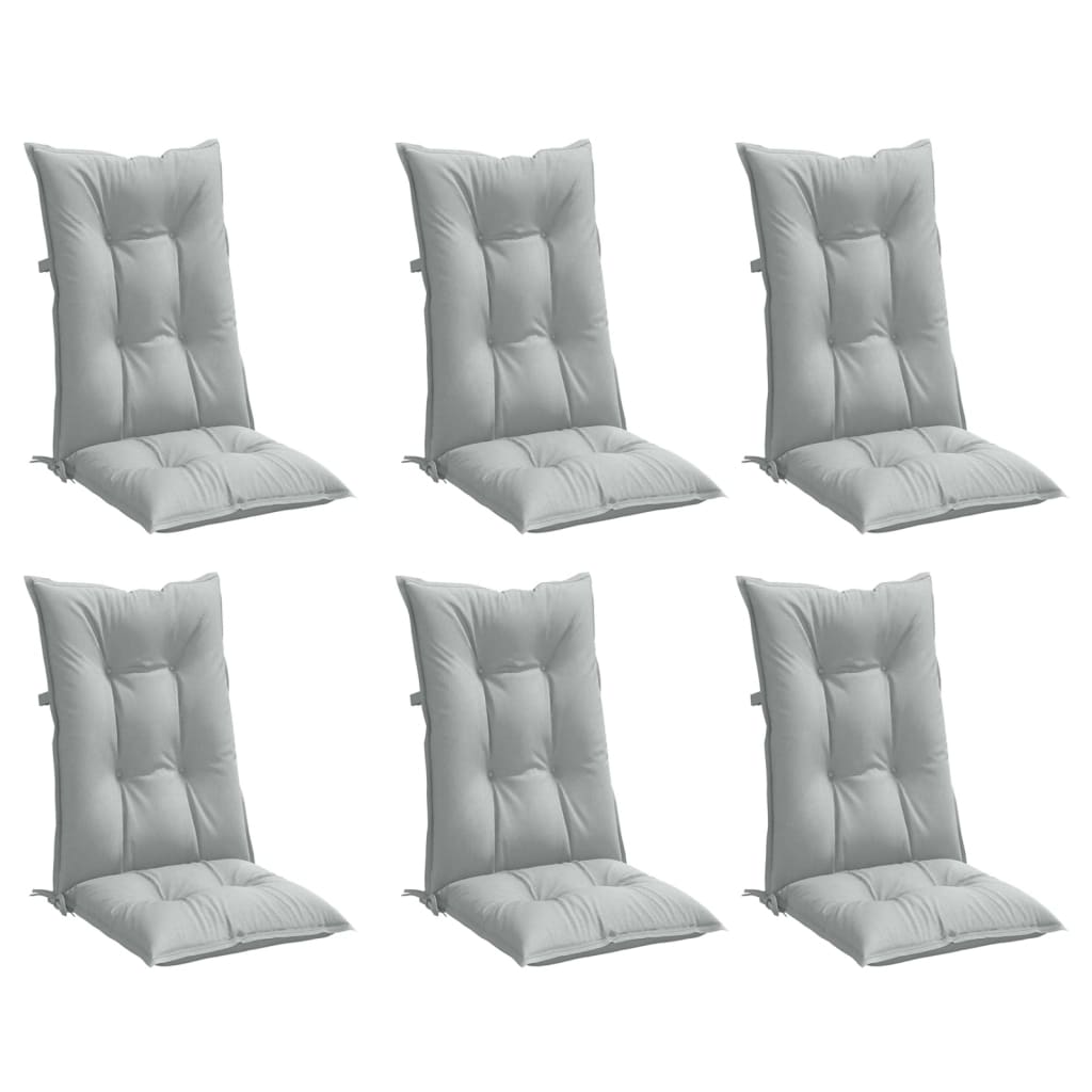 Coussins de dossier haut 6 pièces Mélange Gris clair 120x50x7 cm Tissu
