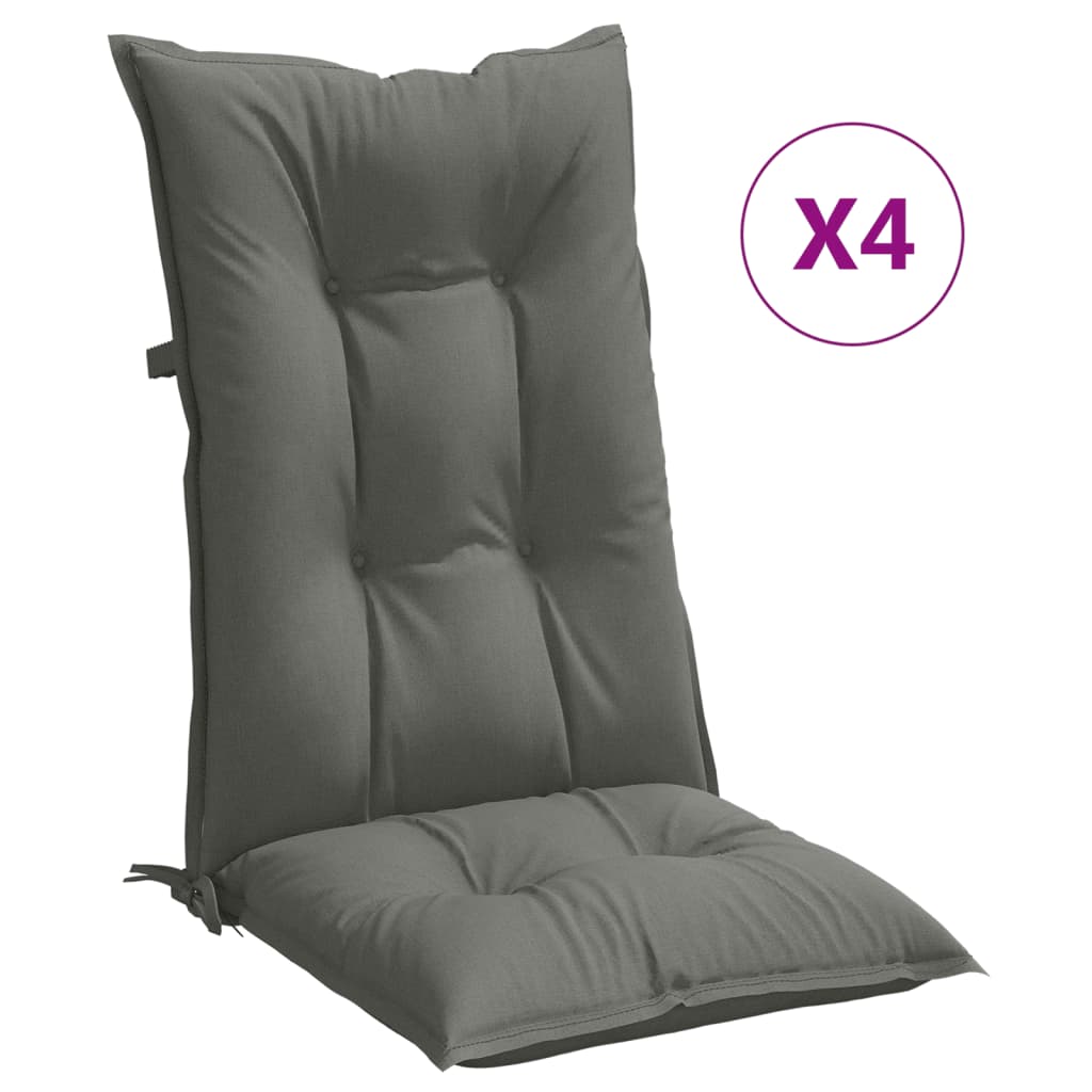 Coussins pour chaises longues 4 pcs. Mélange Gris foncé 120x50x7 cm Tissu