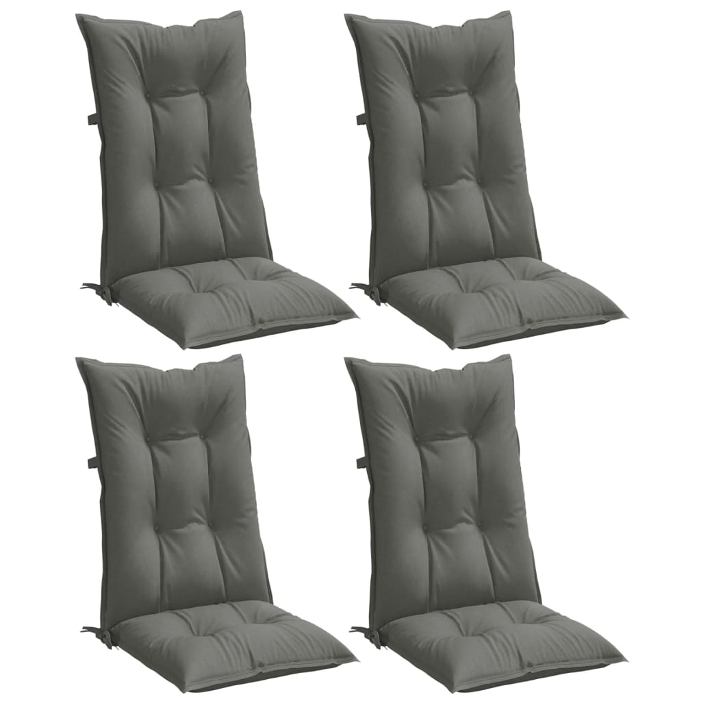 Coussins pour chaises longues 4 pcs. Mélange Gris foncé 120x50x7 cm Tissu