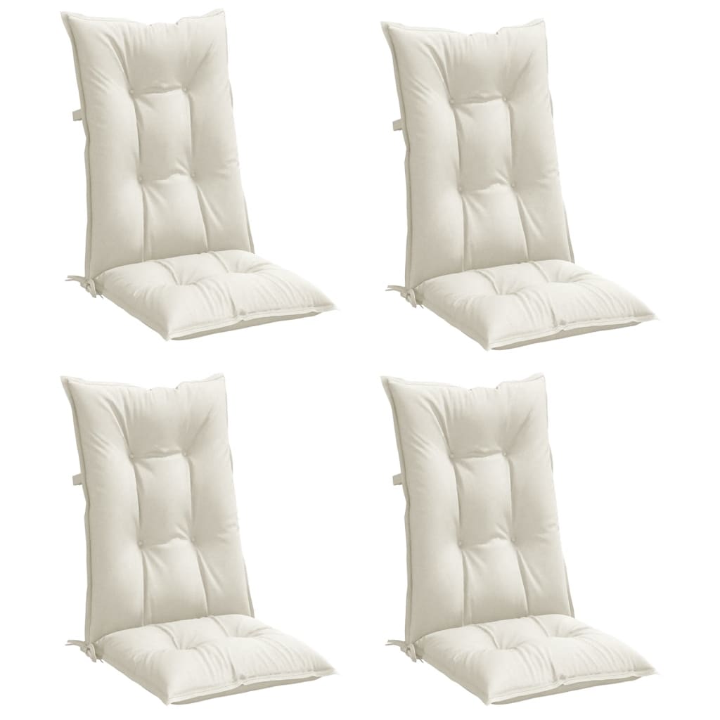 High-back cushion pads, 4 pcs, mélange cream, 120x50x7 cm, fabric