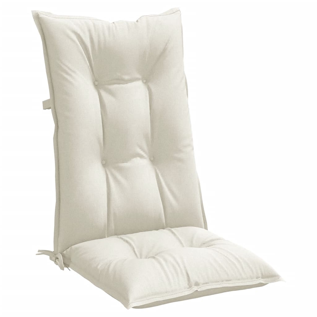 High-back cushion pads, 4 pcs, mélange cream, 120x50x7 cm, fabric