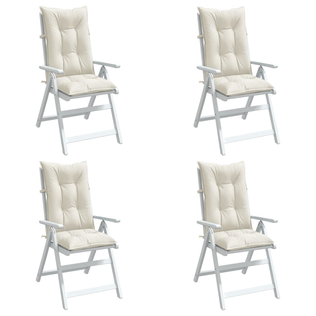 High-back cushion pads, 4 pcs, mélange cream, 120x50x7 cm, fabric
