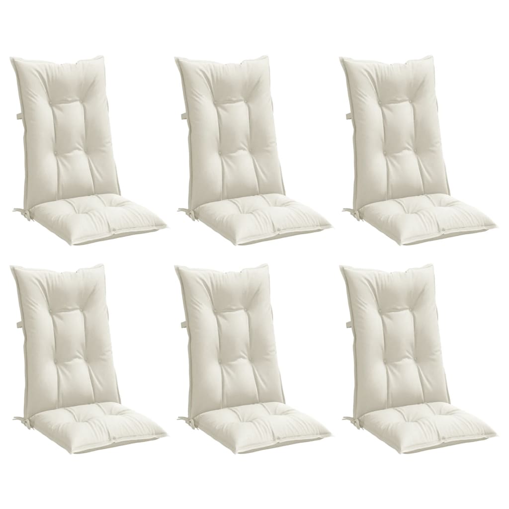 High-back cushion pads 6 pcs. Mélange Cream 120x50x7 cm Fabric
