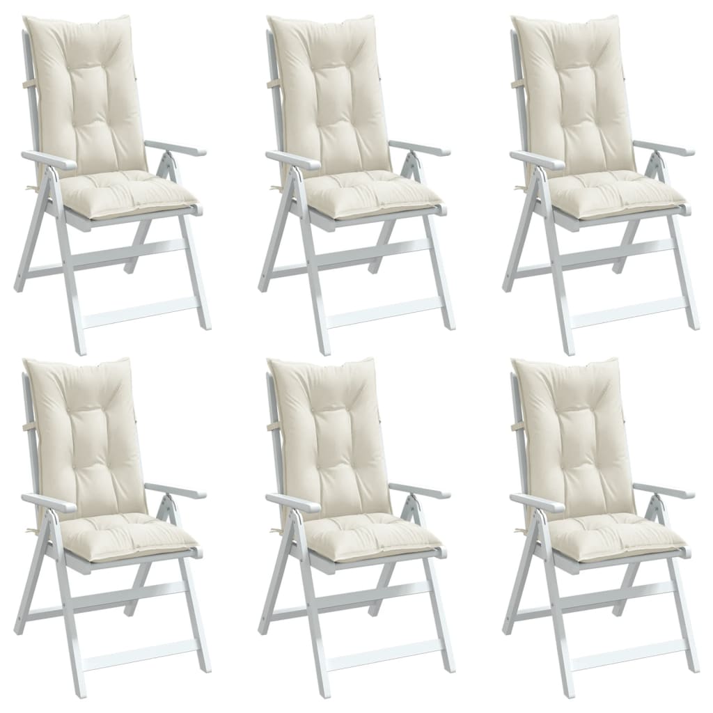 High-back cushion pads 6 pcs. Mélange Cream 120x50x7 cm Fabric