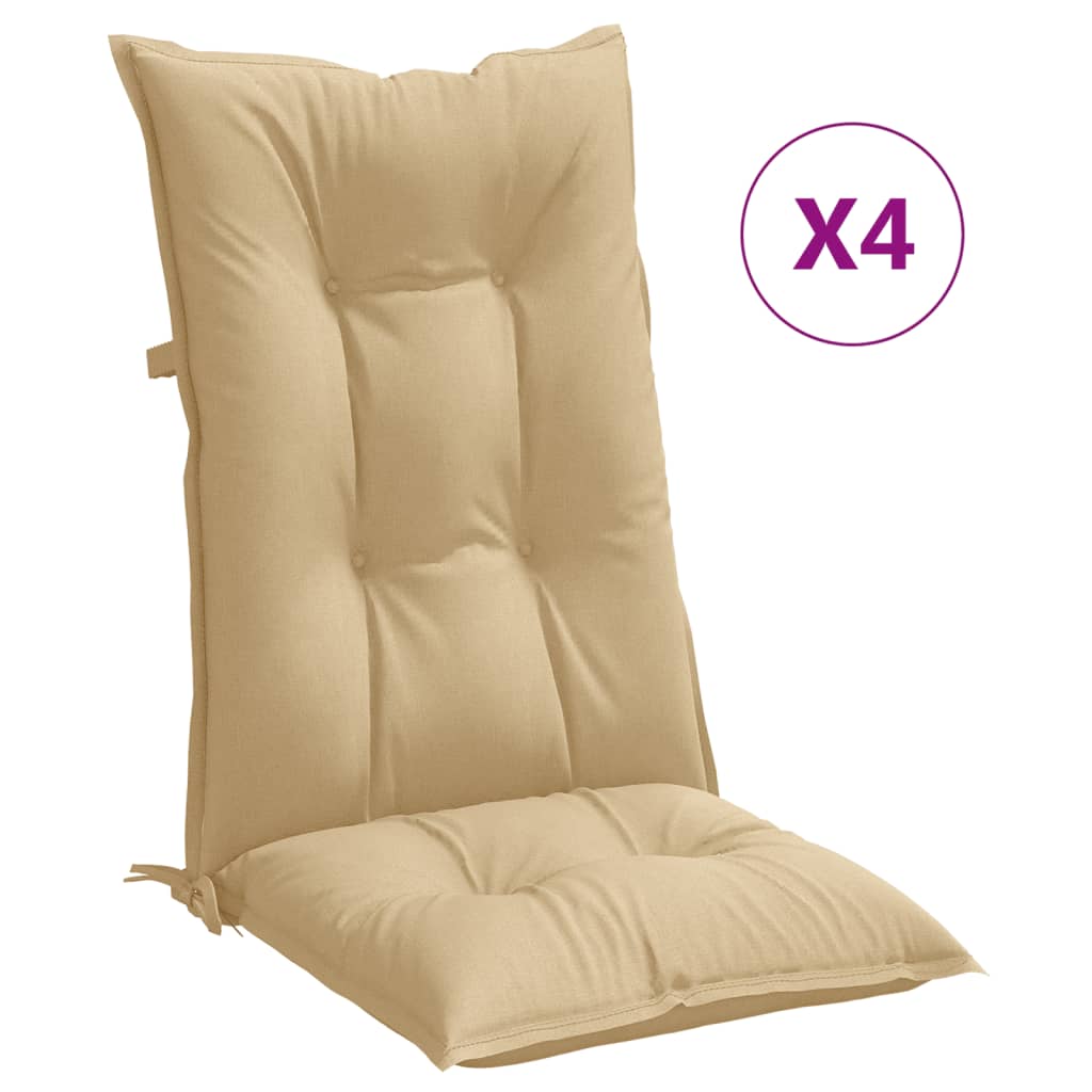 High-back cushion pads 4 pcs. Mélange Beige 120x50x7 cm Fabric