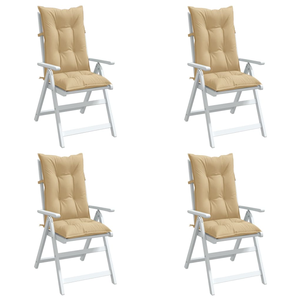 High-back cushion pads 4 pcs. Mélange Beige 120x50x7 cm Fabric