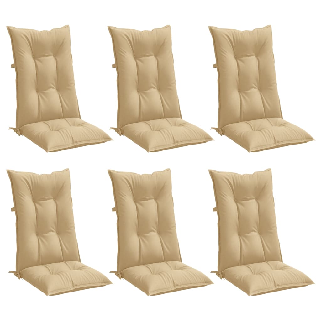 High-back cushion pads, 6 pcs, Mélange Beige, 120x50x7 cm, Fabric