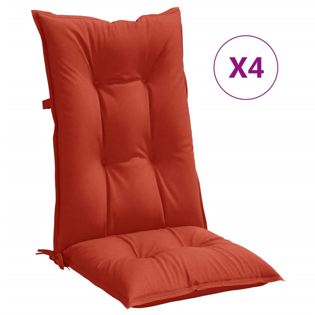 High-Back Cushion Pads 4 pcs. Melange Red 120x50x7 cm Fabric