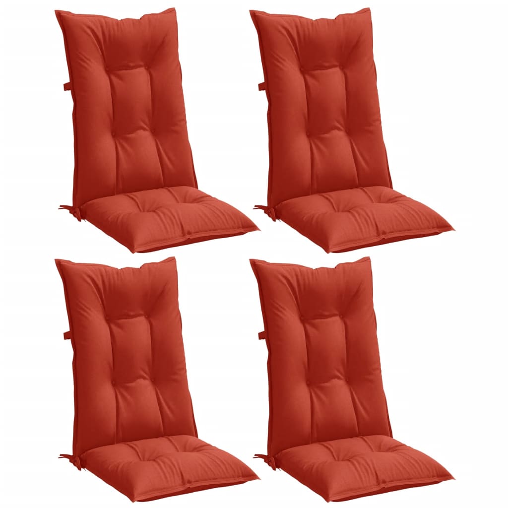 High-Back Cushion Pads 4 pcs. Melange Red 120x50x7 cm Fabric